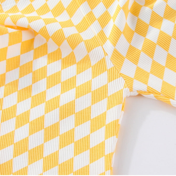 Girl Flared Leggings with Checkered Design Mune Fashion