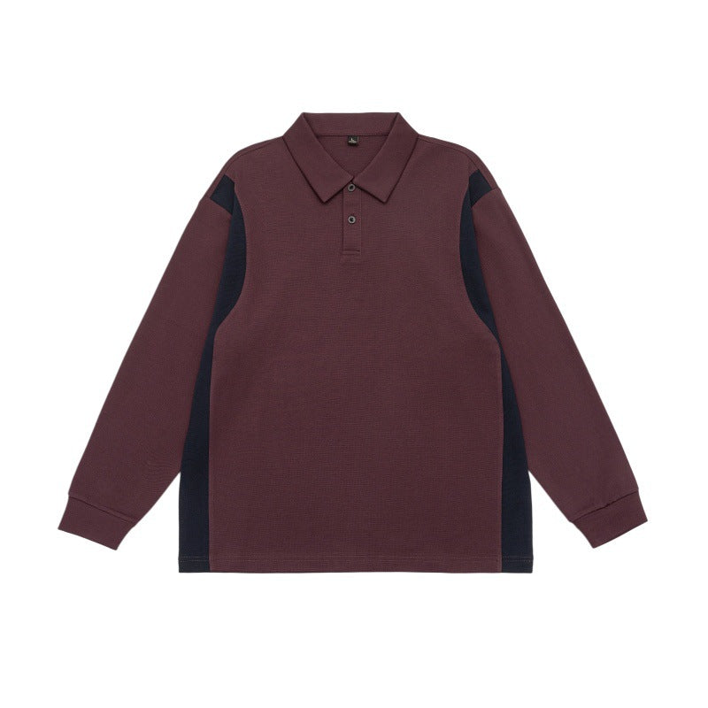 Unisex Long Sleeve Polo Shirt in Oversize Sweatstyle with Contrast Side Inserts Mune Fashion