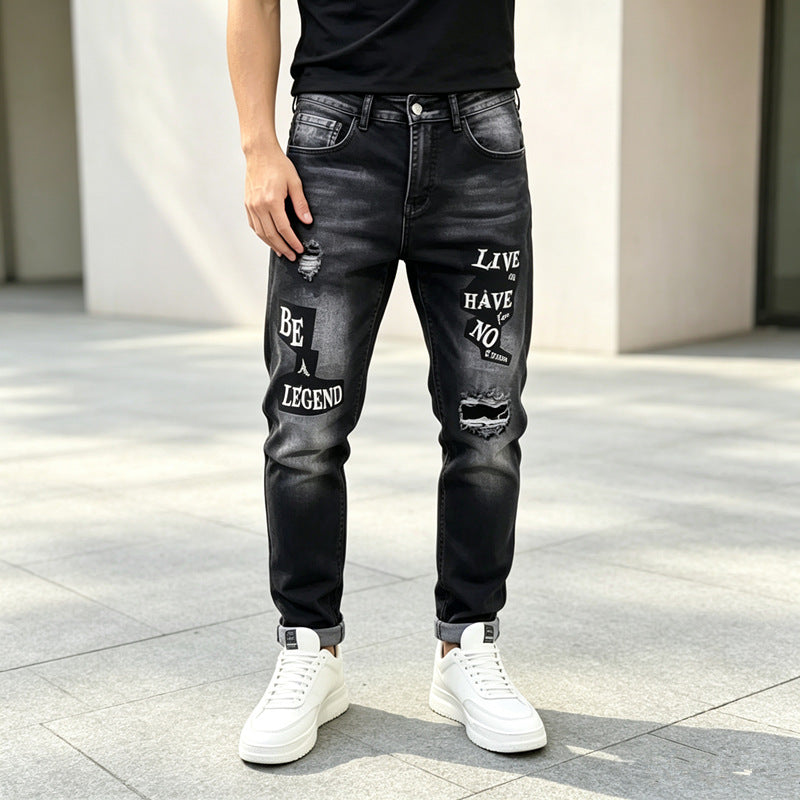 Men's Fashion Ripped Jeans with Graphic Prints Mune Fashion