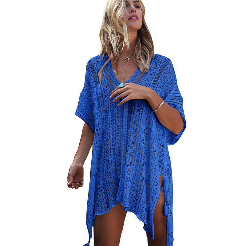 Women's crocheted beach cover-up with fringes Mune Fashion