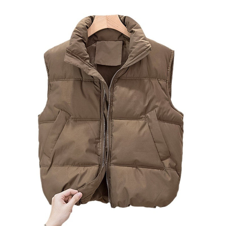 Women's quilted vest with high stand-up collar and adjustable hem Mune Fashion
