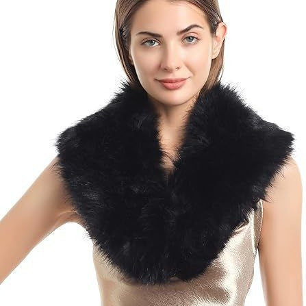 Women's Removable Faux Fur Stole with Voluminous Shawl Collar Mune Fashion