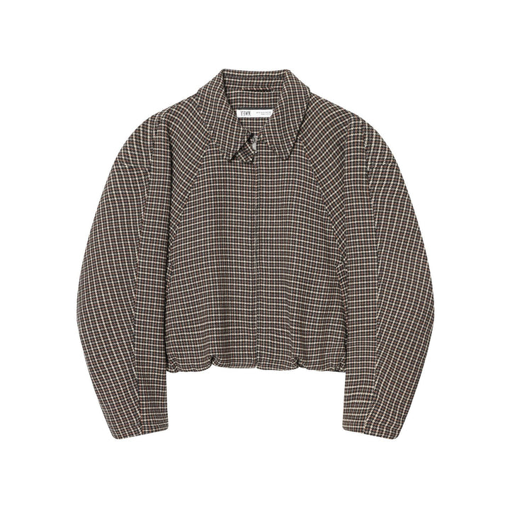 Women's short-cut houndstooth bouclé jacket with shirt collar and fitted silhouette Mune Fashion