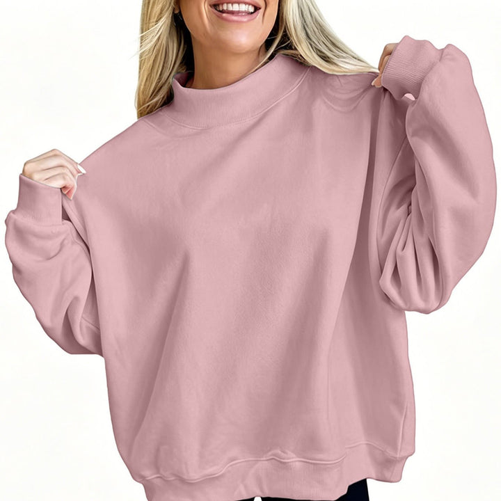 Women's Oversize Sweatshirt with Stand-Up Collar and Balloon Sleeves Mune Fashion