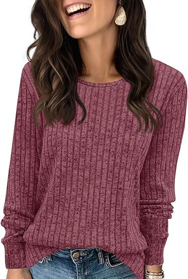 Women's Structured Ribbed Knit Sweater with Round Neck, Casual Silhouette and Soft Cuffs Mune Fashion