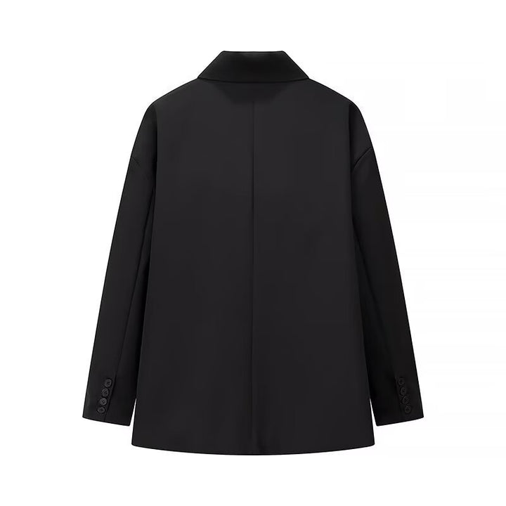 Women's Oversized Blazer with Simple Welt Pockets and Wide Lapels Mune Fashion