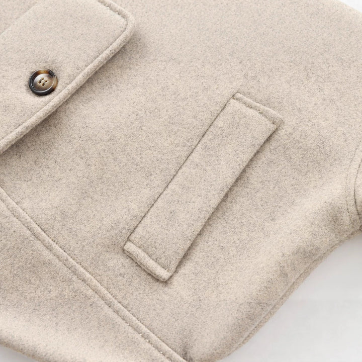 Ladies short-cut wool blend boxy jacket with dropped shoulders and flap pockets Mune Fashion