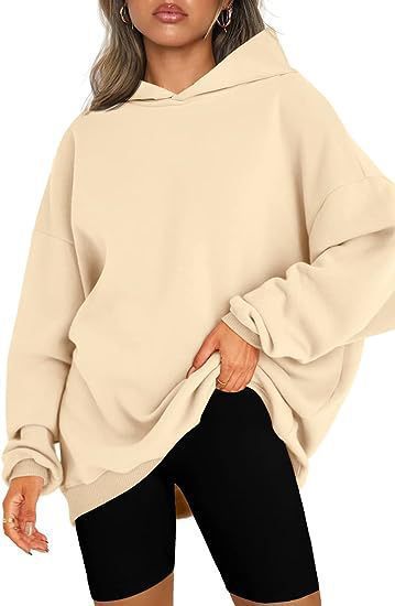 Women's oversized hoodie in boxy cut with brushed fleece inside, drop shoulder and extended back Mune Fashion