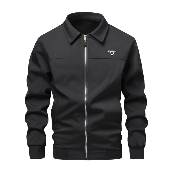 Men's Collar-Zip Blouson made of softshell with ribbed cuffs & Smiley patch Mune Fashion