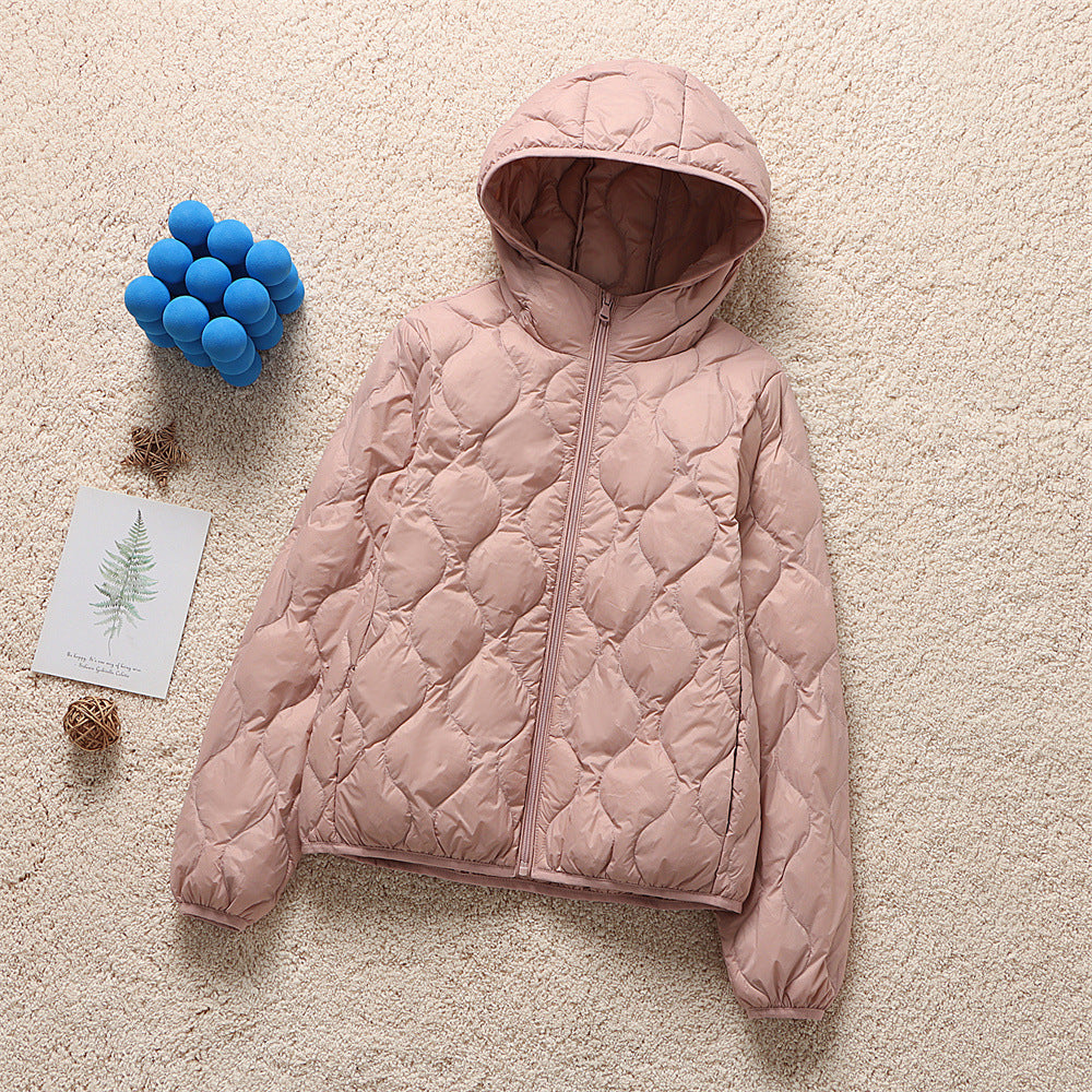 Women's hooded quilted jacket with teardrop-shaped quilting and ultra-light thermal filling Mune Fashion