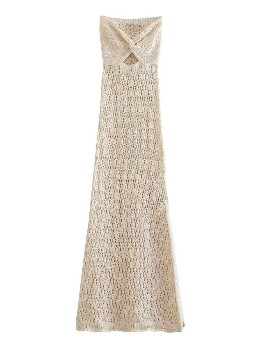 Women crocheted maxi dress with open back part Mune Fashion