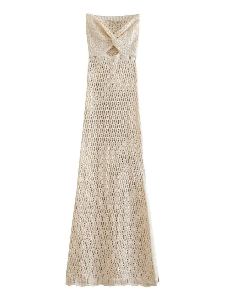 Women crocheted maxi dress with open back part Mune Fashion