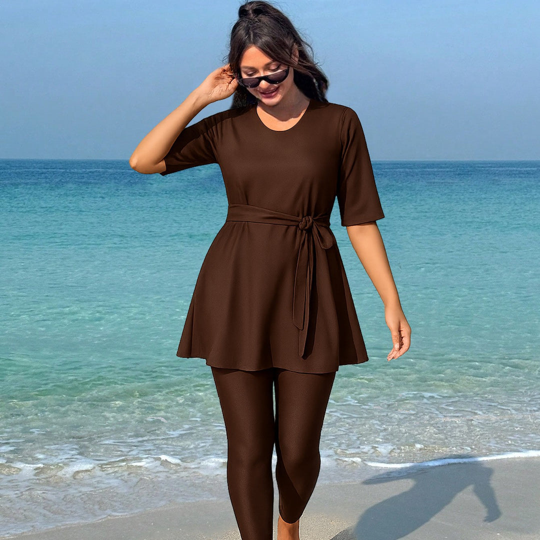 Women's fashionable swimsuit with wrap look and long sleeves Mune Fashion