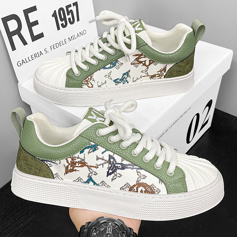 Women’s Low-Top Sneaker with Embroidered Butterfly Pattern and Structured Toe Cap Mune Fashion