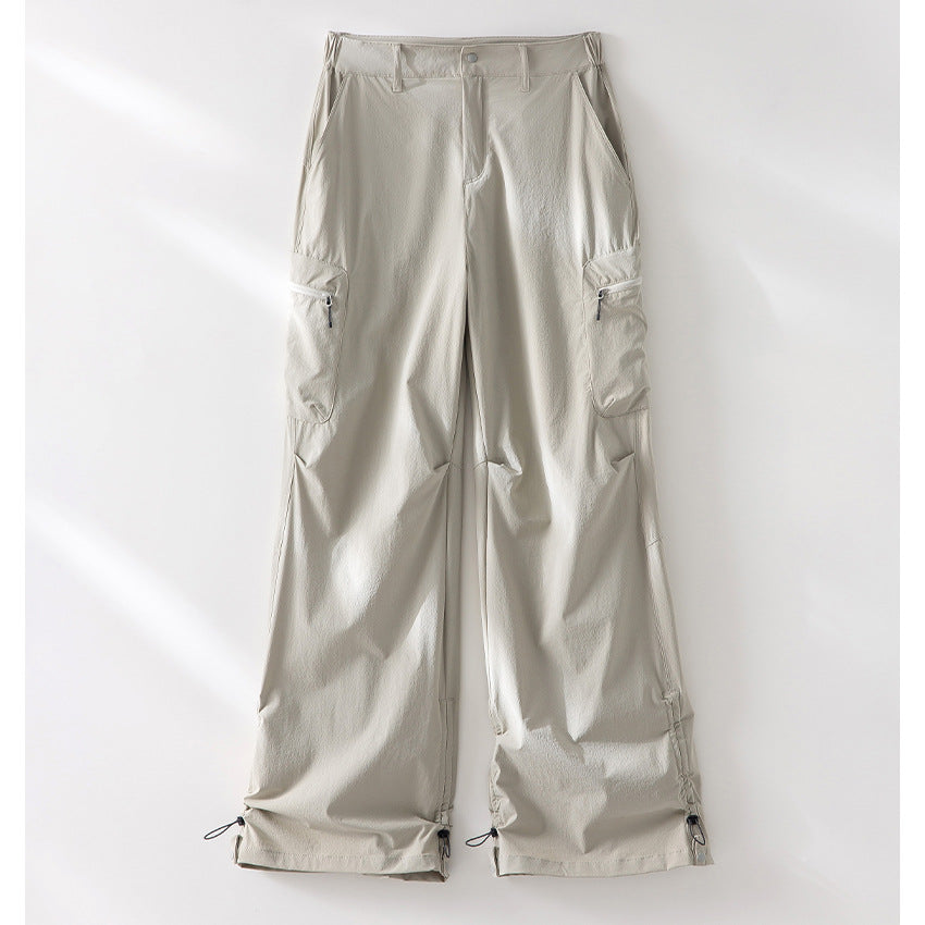 Women's Technical Loose Cargo Pants with Adjustable Hem and Multiple Pockets Mune Fashion