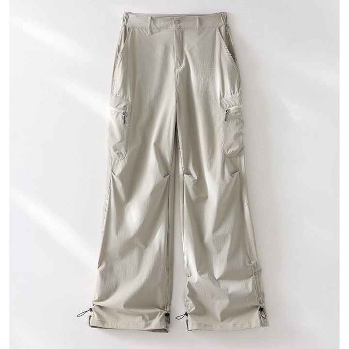 Women Wide Cargo Pants with Adjustable Hem and Multifunctional Pockets Mune Fashion