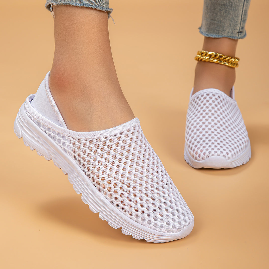 Women's airy slip-on sneakers with honeycomb knit upper and cushioned comfort sole Mune Fashion