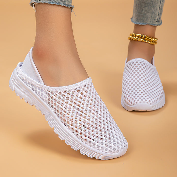 Women's airy slip-on sneakers with honeycomb knit upper and cushioned comfort sole Mune Fashion