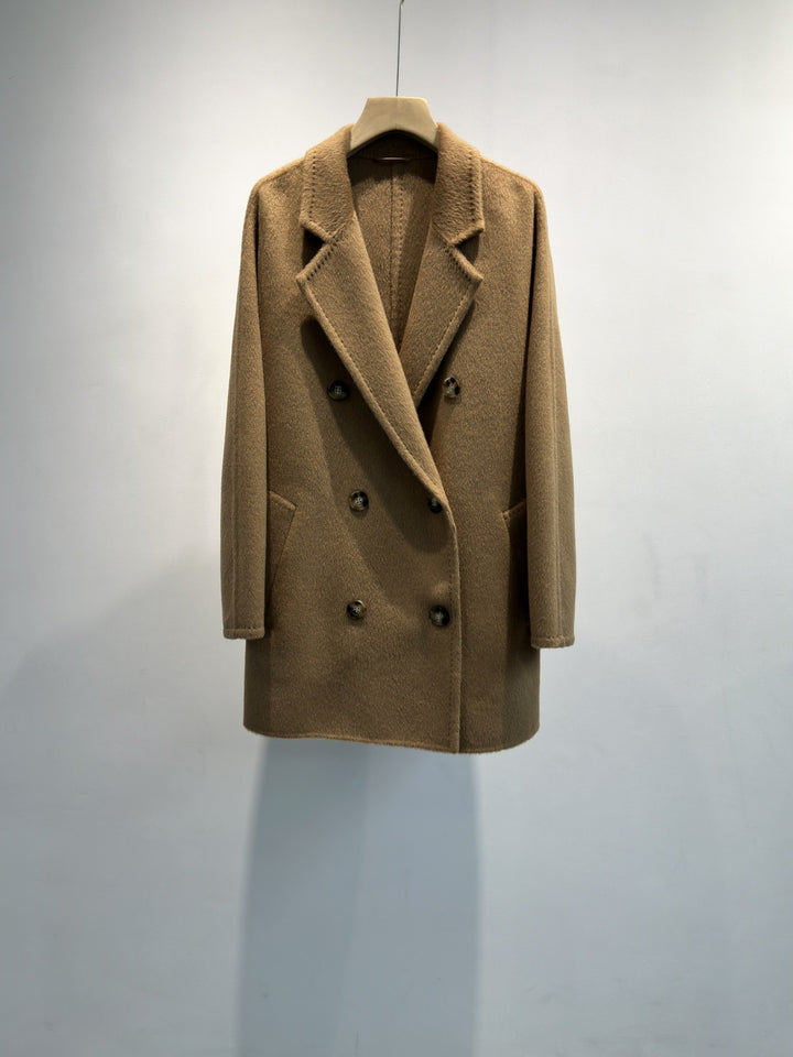 Ladies Classic Double-Breasted Coat Drune