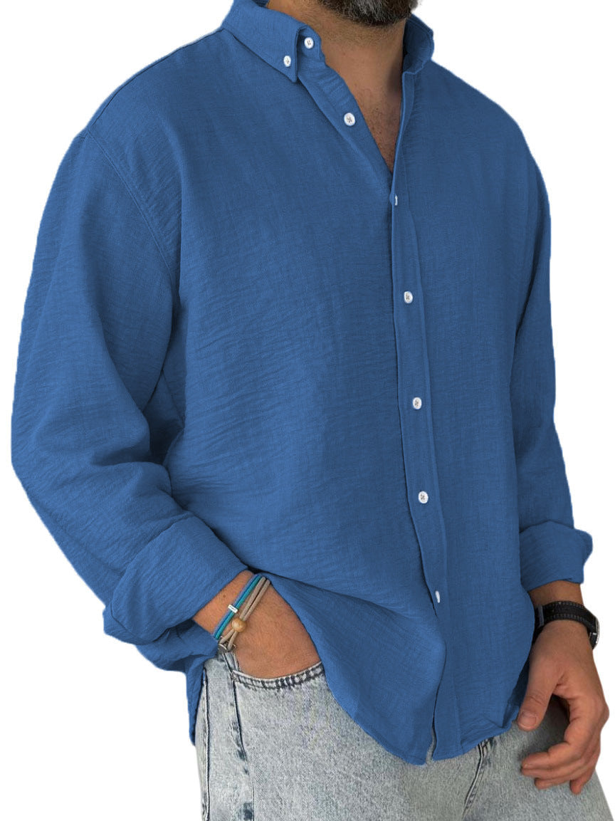 Men's nan lightweight cotton-linen shirt with button-down collar and relaxed fit Mune Fashion