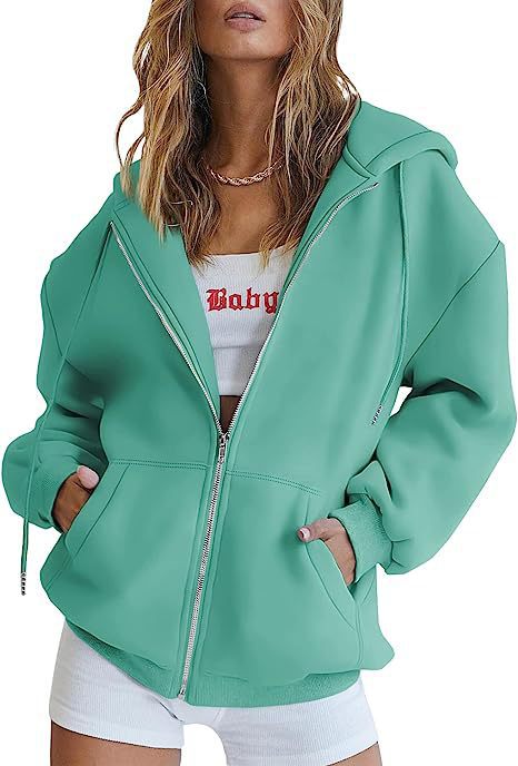 Women oversized hoodie jacket with full zip and kangaroo pockets Mune Fashion