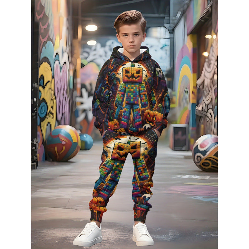 Unisex nan children's jogging suit with hoodie and detailed car print Mune Fashion