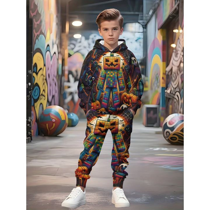 Unisex nan children's jogging suit with hoodie and detailed car print Mune Fashion