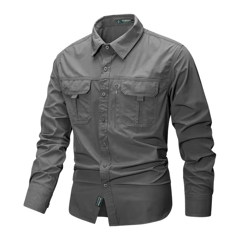Men's robust trekking shirt with reinforced breast pockets and breathable material Mune Fashion