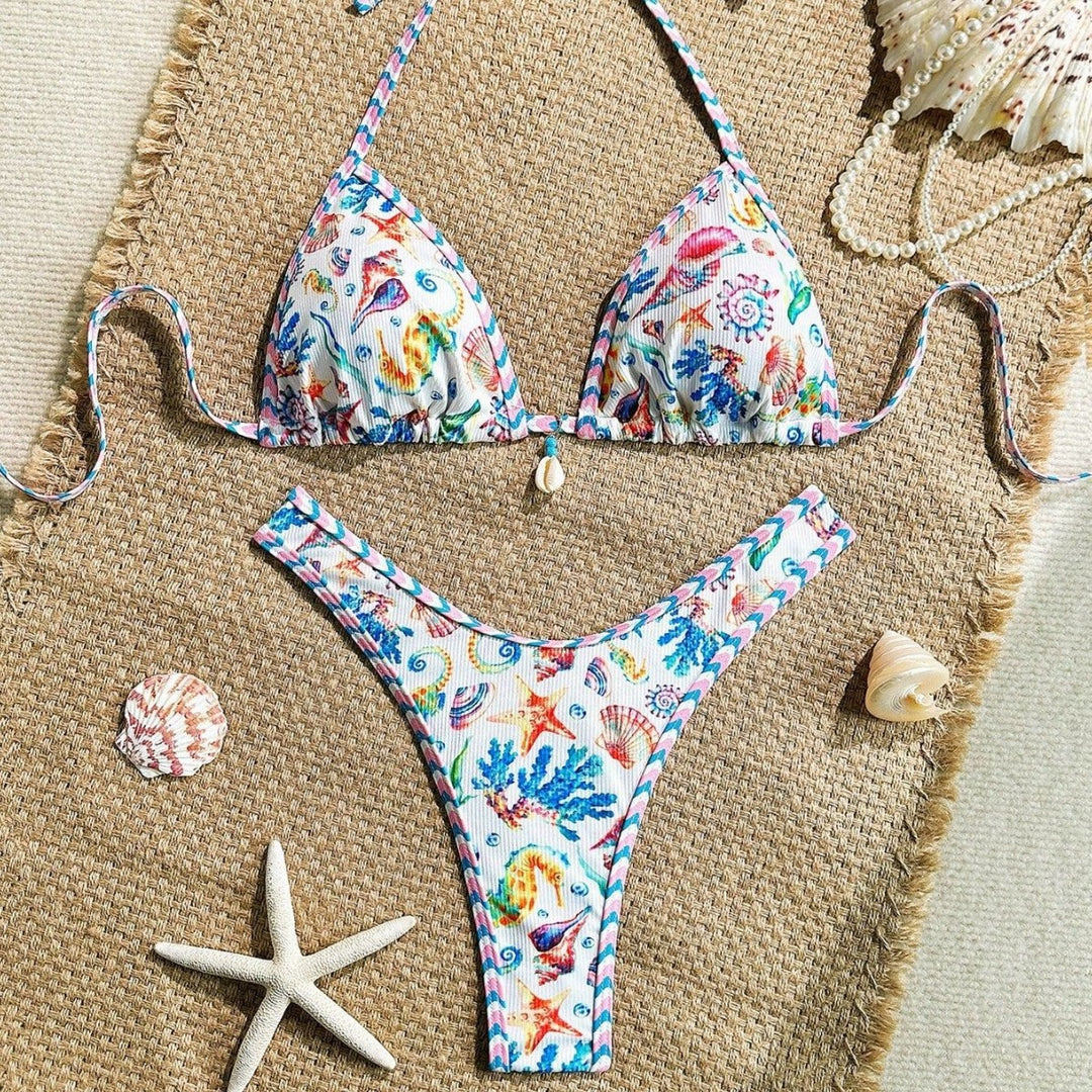 Women's triangle bikini with maritime pattern and stylish details Mune Fashion