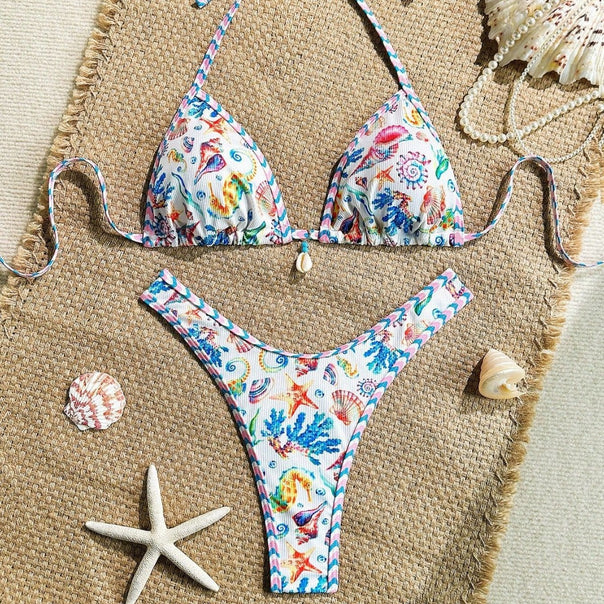 Women's triangle bikini with maritime pattern and stylish details Mune Fashion