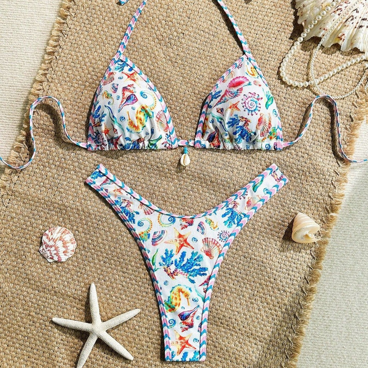 Women's triangle bikini with maritime pattern and stylish details Mune Fashion