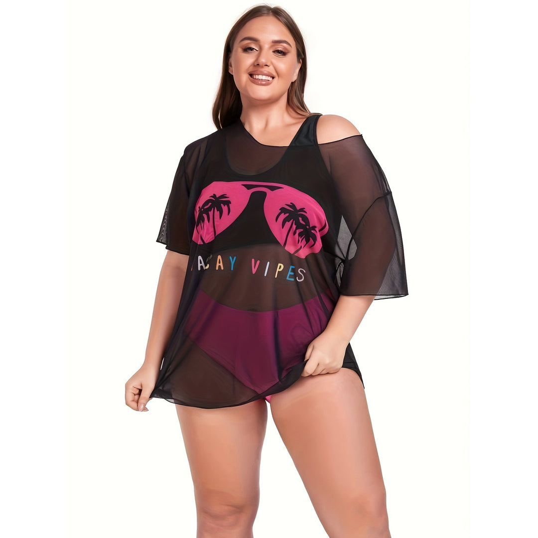 Women's Mesh Beach Dress with Casual Print Mune Fashion