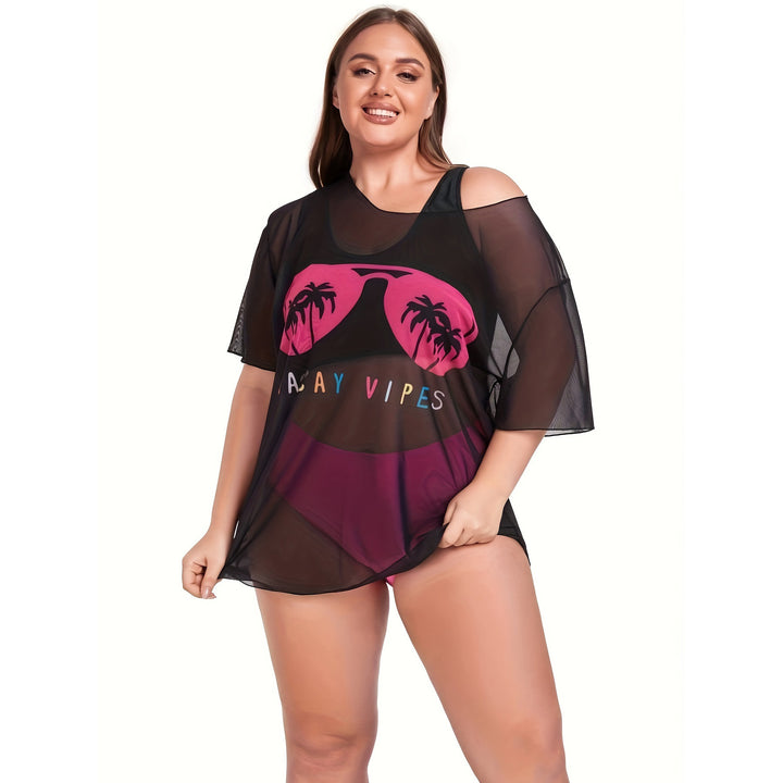 Women's Mesh Beach Dress with Casual Print Mune Fashion