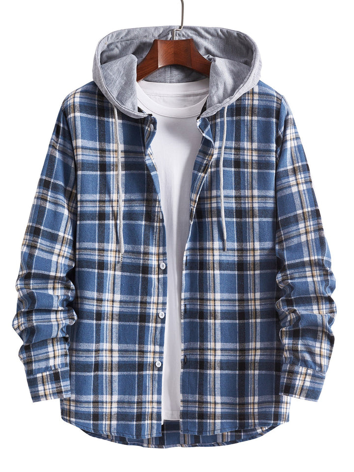 Men's Flannel Shirt with Integrated Hood Mune