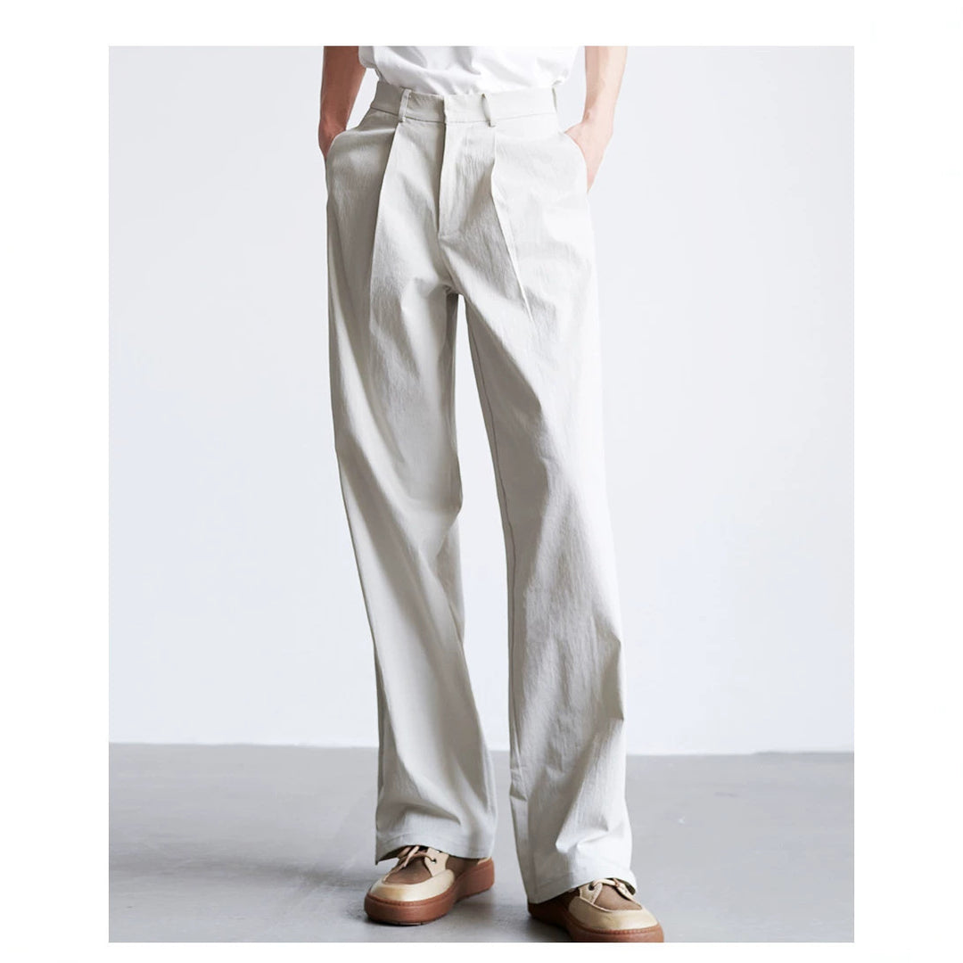 Men's wide high-waisted pleated trousers made of cotton blend Mune Fashion