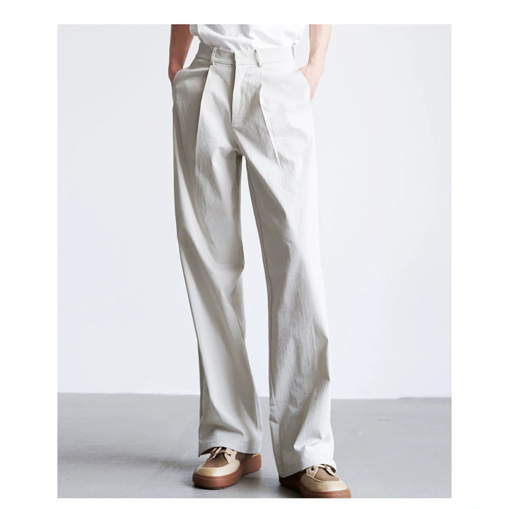 Men's wide high-waisted pleated trousers made of cotton blend Mune Fashion