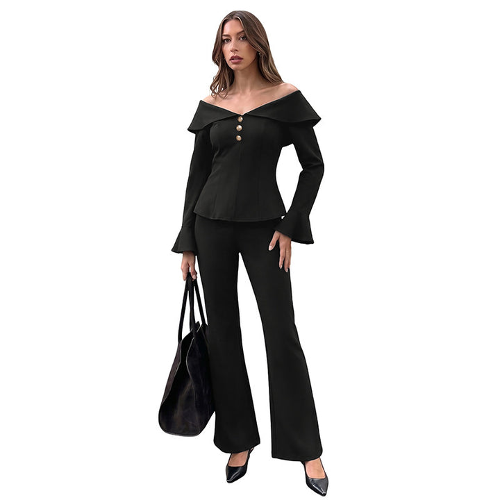 Women Elegant Peplum Blouse with Ruffle Details and Button Placket Mune Fashion