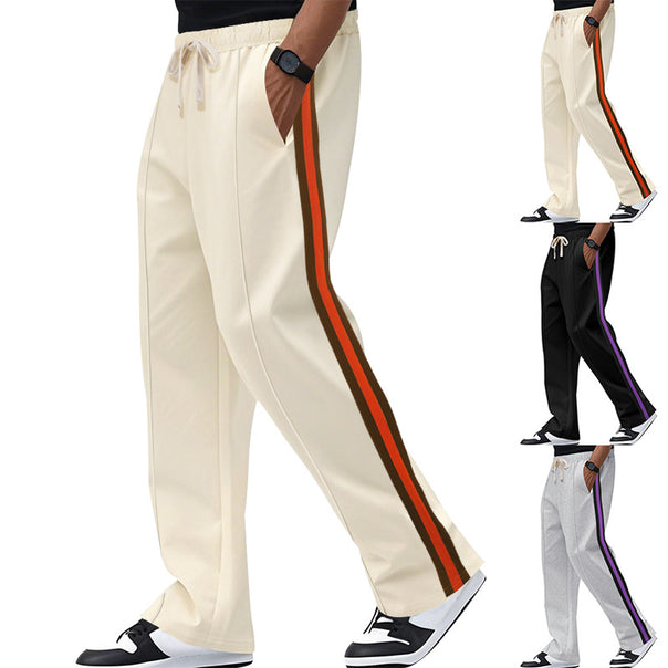 Men's loosely falling casual chinos with side contrast stripe and drawstring waistband Mune Fashion