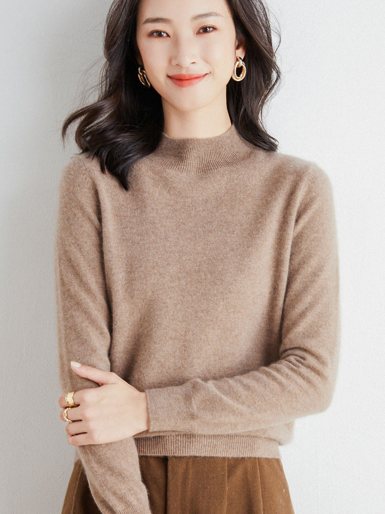 Women's Short Roll Neck Fine Knit Sweater with Light Mohair Effect Mune Fashion