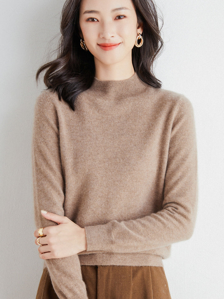 Women's Short Roll Neck Fine Knit Sweater with Light Mohair Effect Mune Fashion