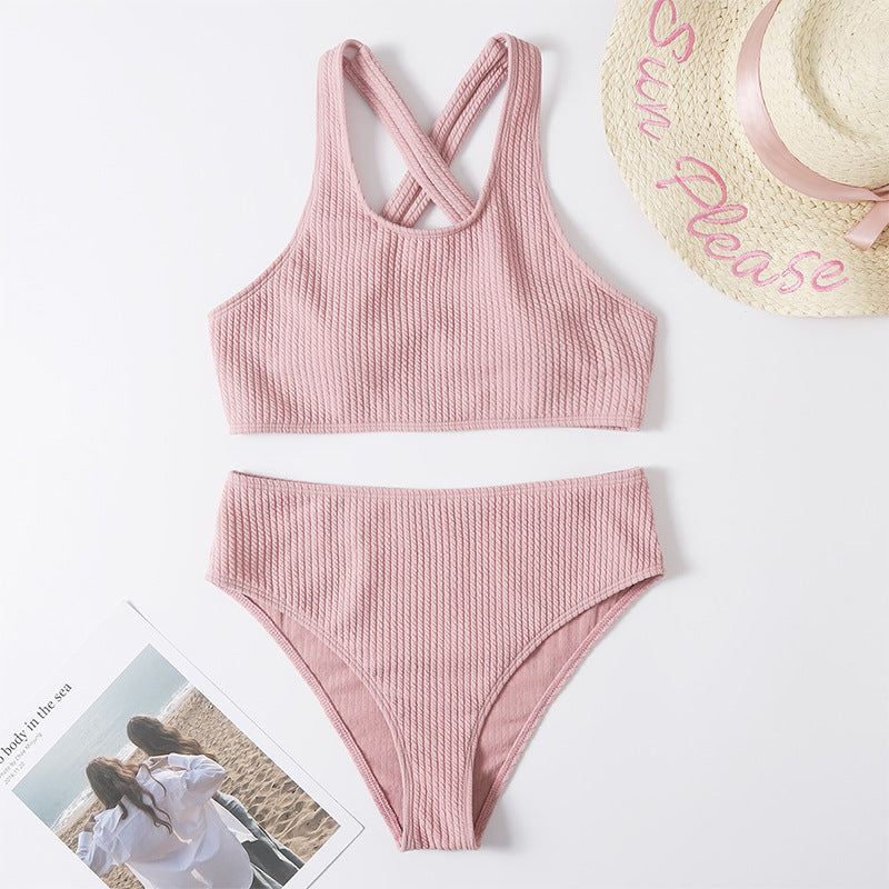 Women's sporty bikini set with high-cut briefs and fashionable back strap Mune Fashion