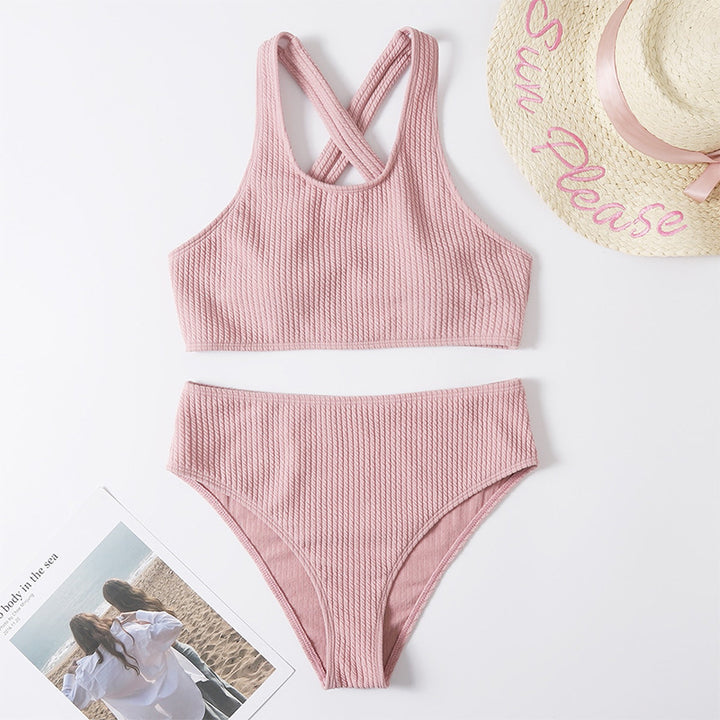 Women's sporty bikini set with high-cut briefs and fashionable back strap Mune Fashion
