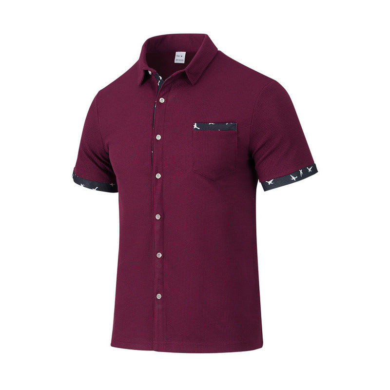 Men's structured short-sleeve shirt with chest pocket and contrast trim Mune Fashion