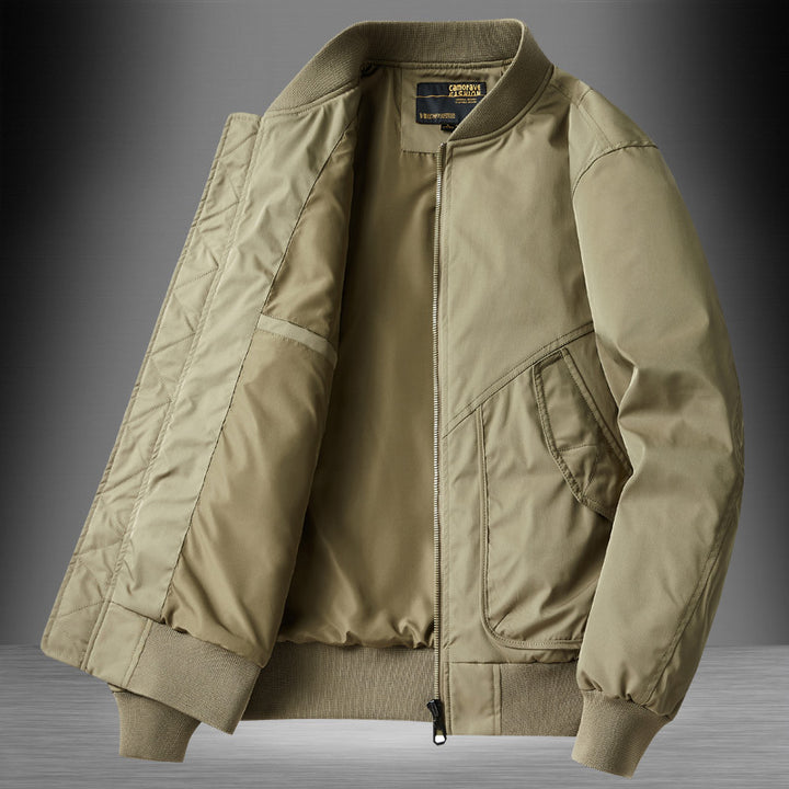 Men's Classic Bomber Jacket in Utility Look with Quilted Thermal Lining and Slanted Side Pockets Mune Fashion