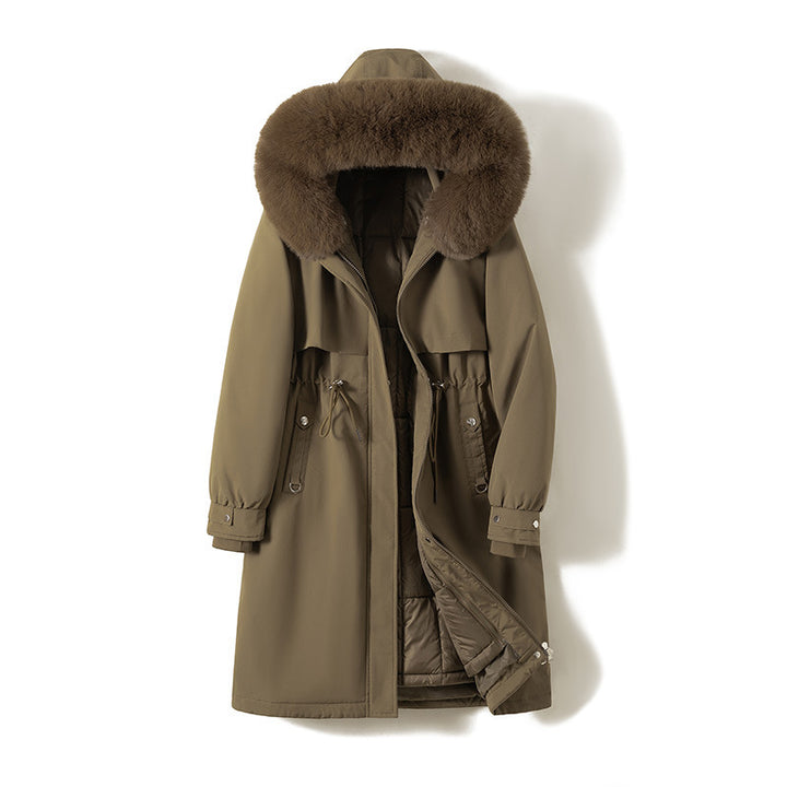 Women's longer water-repellent functional parka with removable faux fur hood and internal thermal padding Mune Fashion