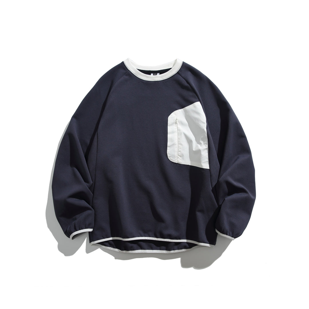 Unisex Boxy Sweatshirt with technical ribbed structure, applied zippered chest pocket and ribbed hem Mune Fashion