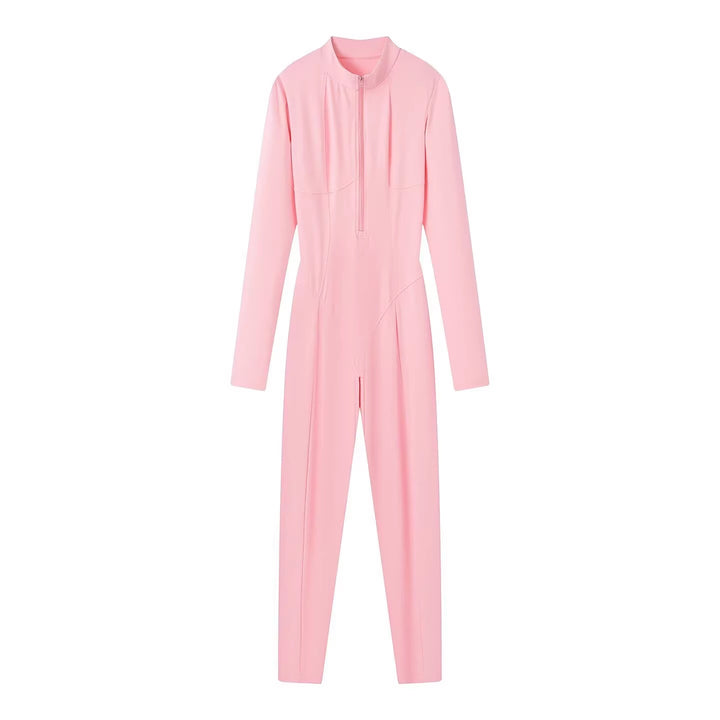 Ladies Slim-Fit one-piece catsuit with zipper and high collar Mune Fashion