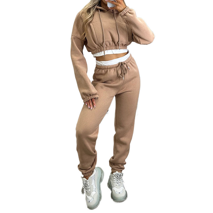 Women's cropped hoodie and high-waisted jogger set Mune Fashion