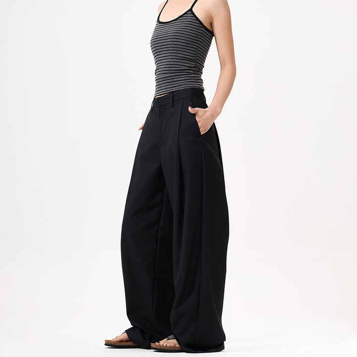 Ladies Palazzo pants with extra wide leg, concealed zipper and crease Mune Fashion