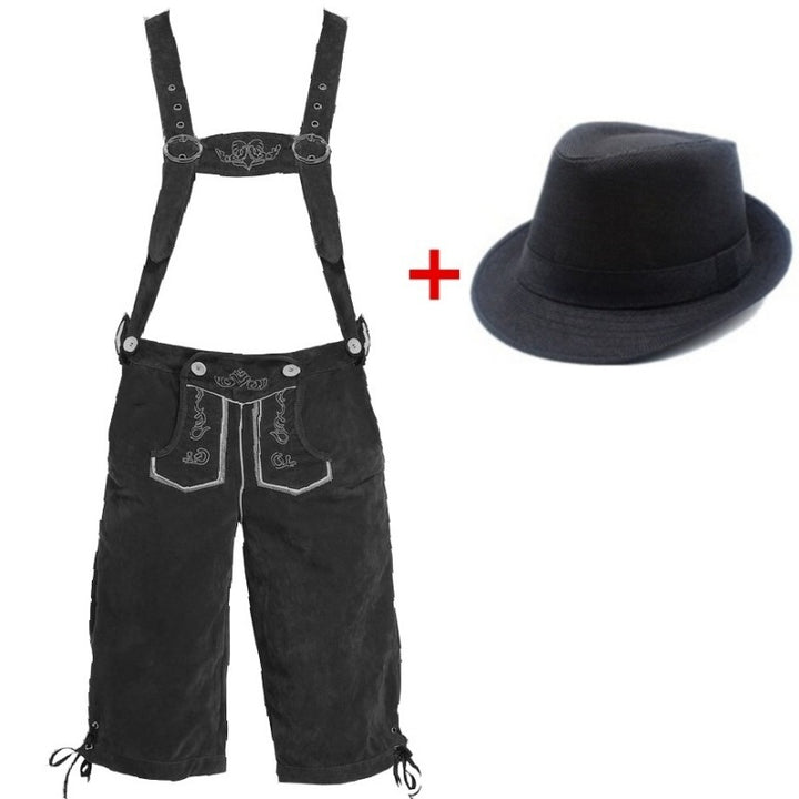 Men's traditional lederhosen with adjustable straps and traditional hat Mune Fashion